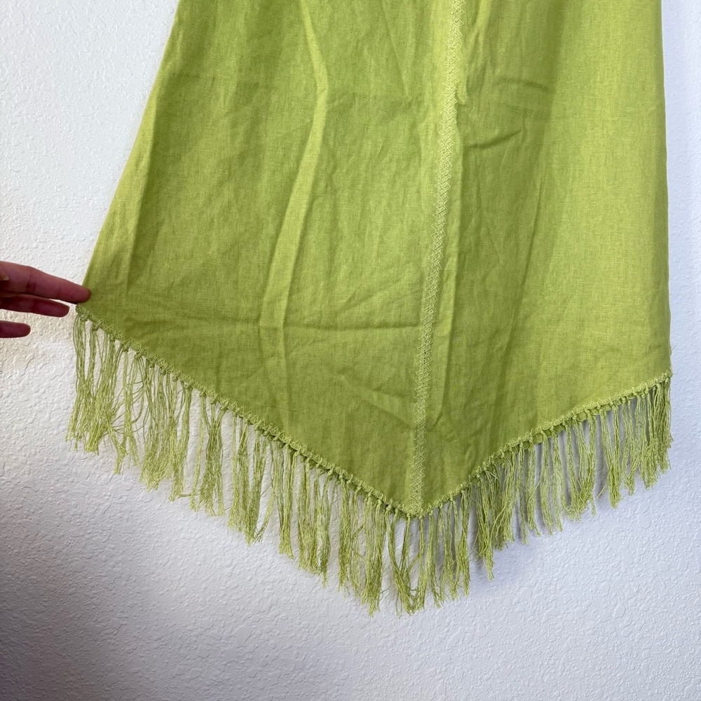 Selene Sport Vintage Linen Blend Fringe Lace Trim Boho Western Skirt Small - Picture 4 of 7